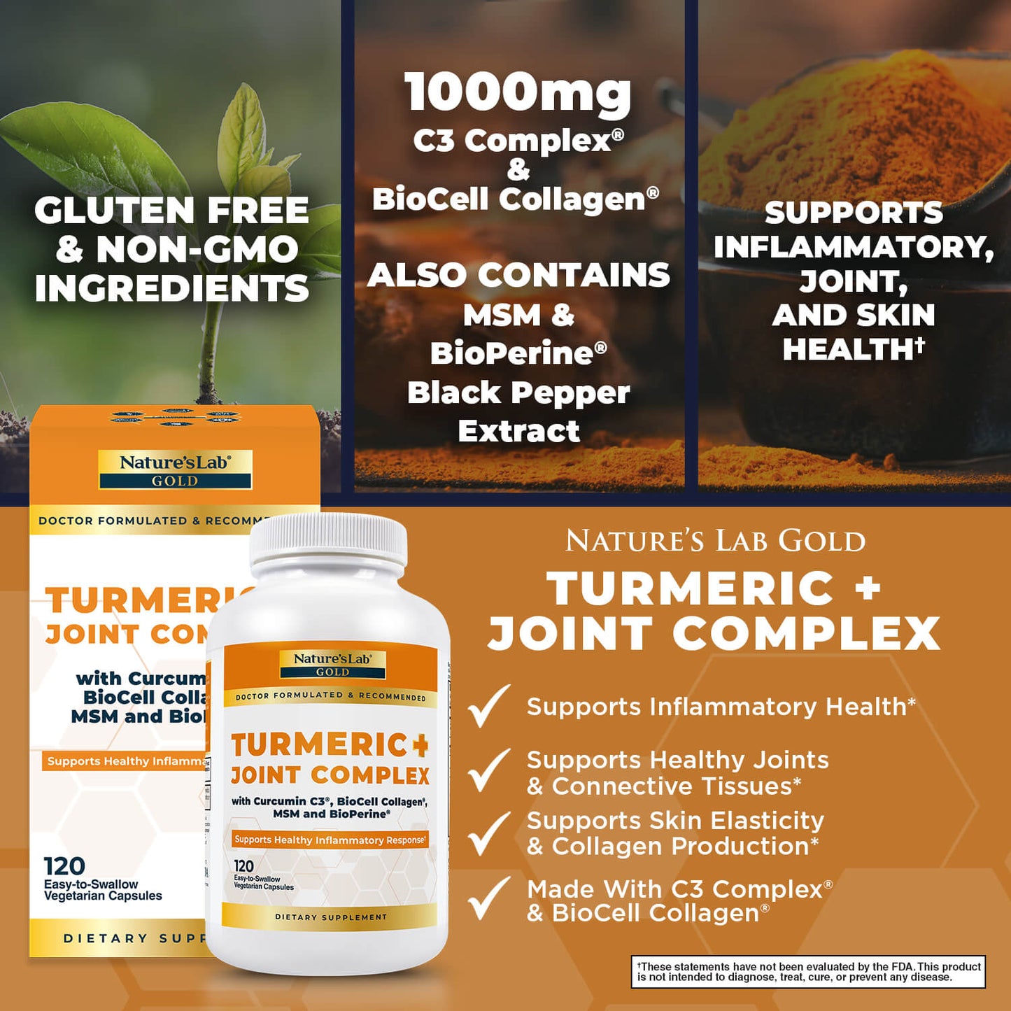 Nature’s Lab Gold Turmeric + Joint Complex - 120 Capsules
